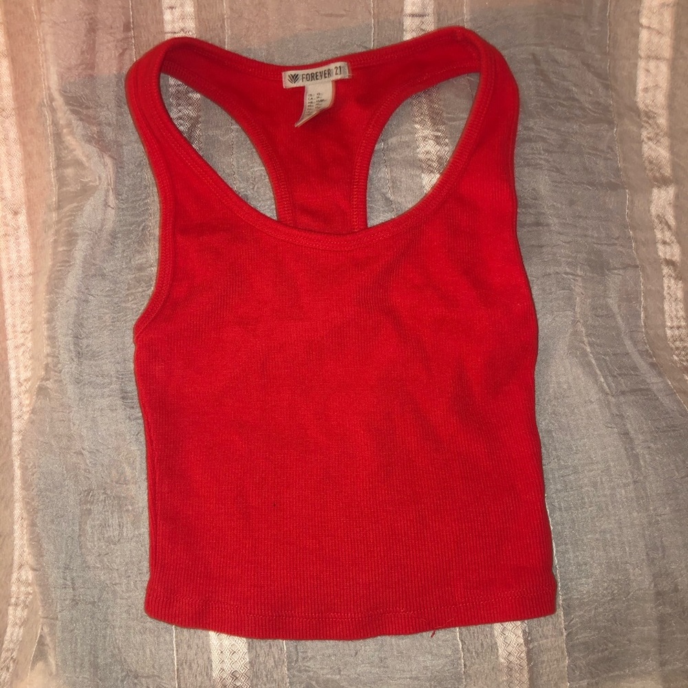 F21 Active Red Racerback Crop Tank